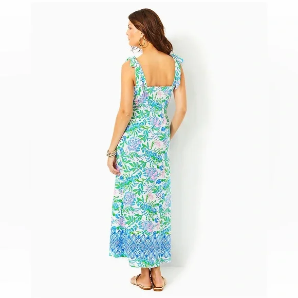 NWT - Lilly Pulitzer Kailua Smocked Maxi Dress, Resort White Just A Pinch, Large - Picture 3 of 8